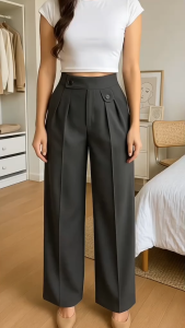 Celana Kerja Loose Higwaist Wanita Premium Pinggang Karet - Celana Kerja Wanita Formal Style Korean