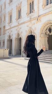 setelan wanita terbaru 2024 dress midi|dress lengan panjang|longsleeve dress|dress wanita elegan|dress acara formal|dress korea|dress kondangan|dress midi premiumgaun hitam