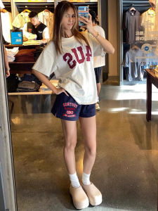 Quần Short Thêu Lưng Cao Rộng Rãi Mùa Hè Cho Nữ Quần Ống Rộng Dài Đến Giữa Bắp Chân Thường Ngày Quần Dài Ba Mảnh