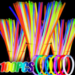 100pcs 20cm Multicolor Glow Sticks / DIY Glow Stick Bracelet / for Glow in The Dark Fun Light Birthday Concerts Party Decoration