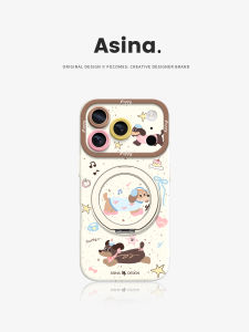 Asina | Cute Dachshund Themed Magnetic Phone Case with Kickstand Liquid Silicone