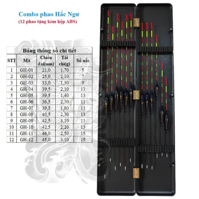 Com po phao câu đài na no Hắc Ngư có 12 quả tặng kèm hộp ABS 52cm