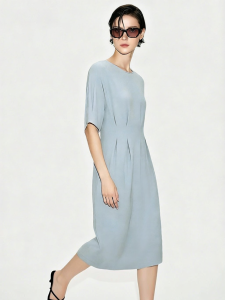 AMII | Elegant Commuter Style Waist Shaping Short Sleeve Dress