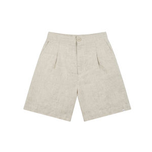 Khaki High Waist Summer New Hemp Slim Fit Shorts