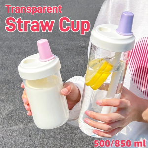 Milk Tea Straw Cup 500ml Large Capacity Travel Water Bottle with Lid Leakproof Student Water Cup 850ml