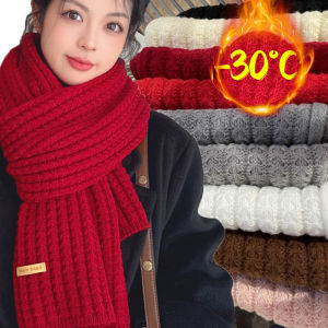 Winter Long Knit Thick Scarves Solid Crochet Neck Warmer Scarf Woolen Knitting Scarf Outdoors Windproof Thermal Long Shawls Vintage