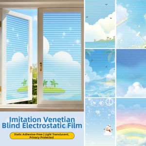 XIANXIANWUFANG | 3D Gradient Louver Effect Electrostatic Frosted Window Stickers Privacy Film