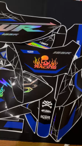 Stiker Decal Motor WR 155 Hitam Biru Kombinasi Cutting Hologram