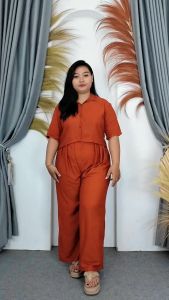 Yans Setelan Kemeja Jumbo Wanita Crop Oneset