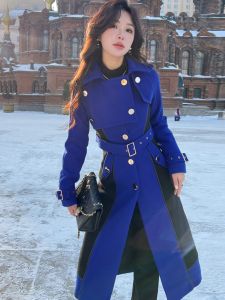 MUBEELE | Fashionable Tweed Coat Women Winter New Style Warm Waist-Cinching Midi Length Womens Coat Trendy Single-Breasted Long Sleeve