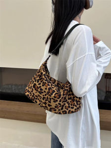 Trendy Oxford Cloth Underarm Bag Womens High-End Sensation 2025 New Fashion Leopard Print Handbag Crossbody Small Bag