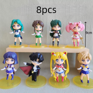 Bandai | 1/8pcs Hot Anime Figuarts Qposket Collection Toys Sailor Moon Cosmos Tsukino Usagi Eternal Sailor Moon Action Figures Model Gift