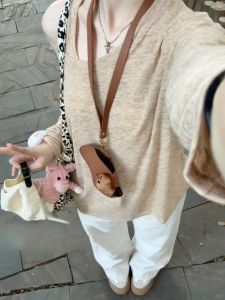 Oatmeal Color Sun Protection Cover up Loose Casual Long Sleeve Womens Spring Autumn Thin Vest Two Piece Set Lazy Leisure