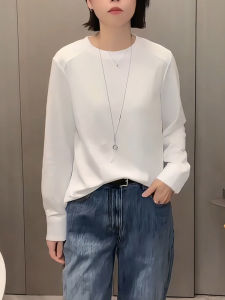 QINGNAER | Loose Oversized White Round Neck Long Sleeve Top