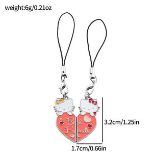 Bandai | 1pair Anime Hello Kitty Keychain Cute Love KT Cat Splice Accessories Couple Decoration Matching Keyrings Christmas Gifts