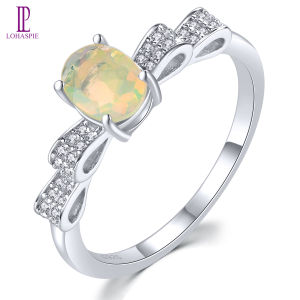 Lohaspie Jewelry Genuine Solid Sterling Silver 925 Ring Original Natural Opal Aquamarine Rhodolite Garnet Ring Silver 925 Original Ring Engagement Ring For Women Jewelry