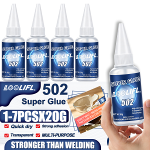 502 Super Glue Instant Adhesive Strong Cyanoacrylate Quick Drying Universal Repair for Metal Plastic Ceramic Wood Glass Tool 20g