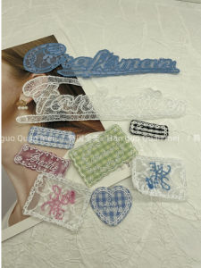 Mùa Xuân Hè 2025 Mới Chữ Cái Ren Viền Lưới Thêu Thẻ Vải DIY Vật Liệu Thay Thế Quần Áo Mảnh Vá Đồ Thủ Công