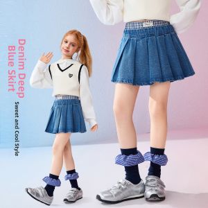 Ask Junior | Girl Spring New Style Denim Stitching Skirt