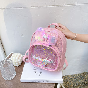 Cute Sparkling Cartoon Backpack for Toddlers Girls 1-3 Years Old Nursery School Bag Soft PU Material Zipper Closure Casual Style
