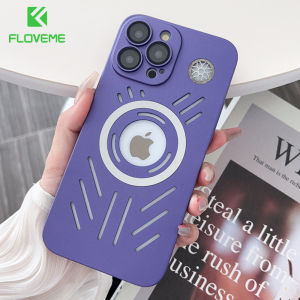 FLOVEME Breathable Mesh Heat Dissipation Matte Phone Case For iPhone 14 13 12 11 Pro Max With Lens Film Protector Logo Hole Wireless Charging Back Cover For iphone 14 13 12 11