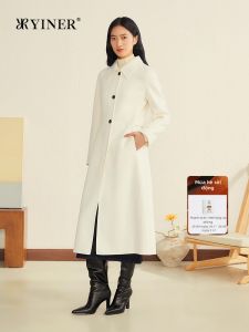 Áo Khoác Dài Cổ Đứng Phối Merino Wool Cashmere