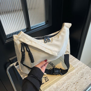 Large Capacity Fashionable Womens 2024 New Commuter Tote Casual Underarm Bag Soft Canvas Pure Color Spring Season Handbag