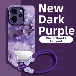 Shatterproof Soft Silicone Phone Case with Lanyard Mirror