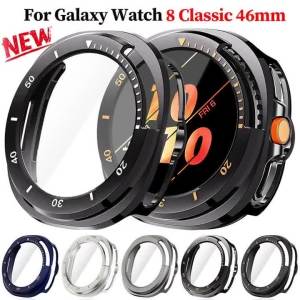 Case for Samsung Galaxy Watch 8 Classic 46mm Accessories Tempered Glass Screen Protector Bumper for Watch 8Classic 46mm PC Cover