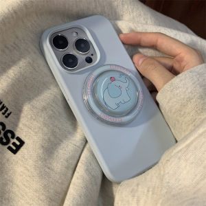 Korean Japanese Style Magnetic Absorption Elephant Stand Phone Case for iPhone 15 pro Max 14 Creative 13 Compatible Models Female Version Protective Cover