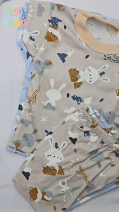 Setelan Baju Kaos Oblong Celana Pendek Bayi Motif Mega Baby Matching Set Fullprint