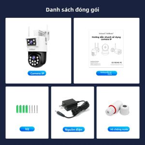 Camera IP Wifi Srihome 4MP HD Hai Ống Kính Ngoài Trời Xoay PTZ Camera An Ninh CCTV Với Tính Năng Tự Động Theo Dõi AI Giám Sát Video Gắn Tường