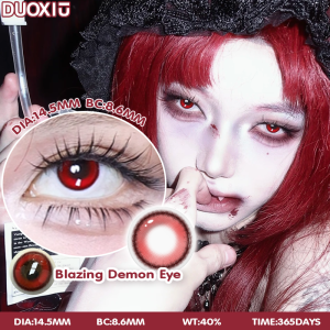 DUOXIU | DUOXIU 1 Year 2Pcs Myopia Korean Cosplay Colored Contact Lenses Cyber Red Anime Halloween Foggy Red Color with Power Fast Ship