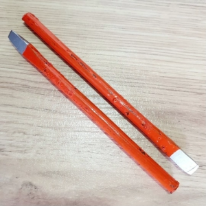 Bộ 2 Đục Sắt Đầu Dẹp Chiều Dài 170mm Đường Kính 8.8mm Được Sơn Chống Sét Màu Cam Đầu Mũi Màu Bạc Chuyên Dùng Chạm Điêu Khắc Đá