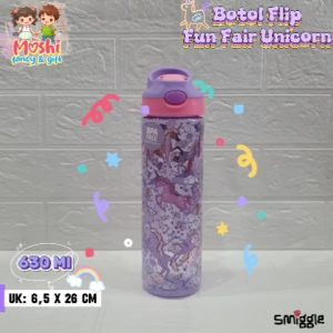 Botol Minum Sedotan 630 ml Anak Perempuan / Botol Air Minum Anak Sedotan silicone 630ml BPAFREE / Botol Fun Fair Unicorn Purple