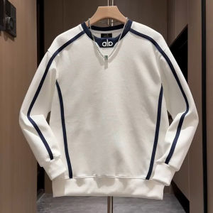 Mens round Neck Sweatshirt Embroidered Letter Patchwork Casual Comfortable Long Sleeve T-Shirt Pure Color Spring Autumn Winter New Arrival