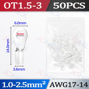 50PCS Ring Crimp Terminals Electrical Wire Connector M3 M4 M5 M6 Non-insulated Round Silver Plated Brass Ferrule Lugs Cable Shoe