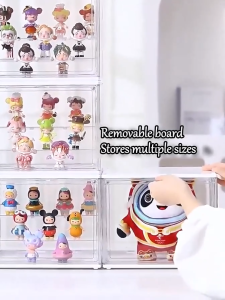 STON Acrylic Display Case Boxes Popmart Toy Storage Organizer Stackable Transparent Magnetic Dustproof