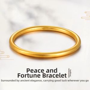 GUOQI | Heritage Style Gold Plated Solid Bangle Bracelet