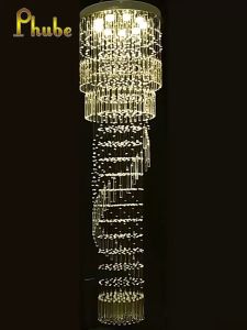 Luxury Large Foyer Chandelier Modern long Crystal Round Raindrop Chandelier Flush Mount Ceiling Light Fixture Chrome Lighting Chandelier for Ceiling Entryway Staircase