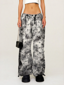SMFK | Tie-Dye Full-Print Camouflage Pants with Drawstring Adjustment