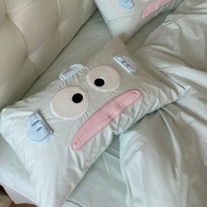 Cute Cotton Pillowcase Breathable Machine Washable Pure Cotton Single Person Pillow Cover for Students Dormitory