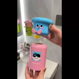 Magnetic Toothbrush Holder Wall Mounted Cute Toothpaste Dispenser Set Toothbrush Storage Box