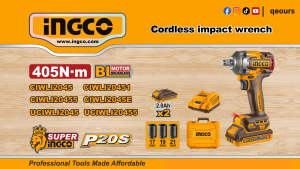 INGCO 20V 405NM CORDLESS IMPACT WRENCH | 1/2" SQUARE DRIVE | BRUSHLESS MOTOR | CIWLI20455