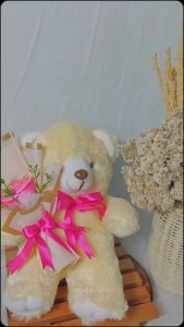 Boneka Teddy Bear 30 cm & Buket Bunga Kado Ulang Tahun Anniversary Hadiah Pacar Murah