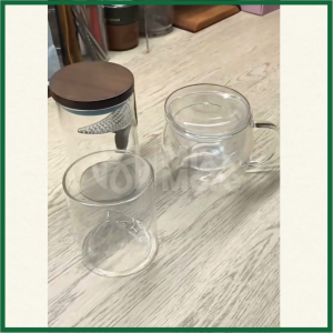 Ly thủy tinh chịu nhiệt dùng uống trà cafe detox rượu có nắp và lưới lọc dung tích 300ml 500ml tiện dụng Mixmore