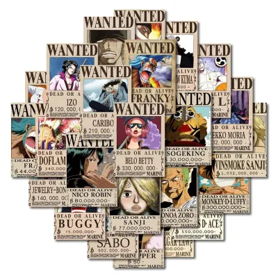 10/30/56pcs Anime One Piece Wanted Posters Stickers Cartoon Decals Cool Laptop Decoration Wall Waterproof Sticker for Kids Toys