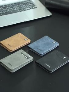 New MenS Two-Fold Short Wallet Thin Multi-Functional PU Small Wallet Simple And Multi-Slot Card Holder