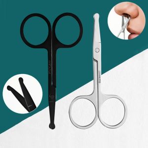 Stainless Steel Portable Beauty Trimmer round Head Nose Hair Scissors Safe for Nose Eyebrows And Facial Hair Personal Care