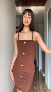CLOTHINGHUB RED SIX BUTTON DRESS